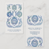 トレンディーブルーグリーンウォーターカラーフローラデザイン 名刺 (正面/裏面)