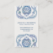 トレンディーブルーグリーンウォーターカラーフローラデザイン 名刺 (裏面)