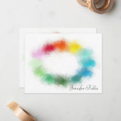 トレンディーブルーグリーンピンクレッドイエローオレンジカラフル ノートカード (正面/裏面インサイチュ)