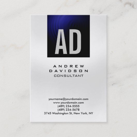 トレンディーブルーグレーモノグラムコンサルタント名刺 名刺 (正面)