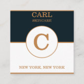 トレンディーブルーゴールディッシュ美しいサロンモノグラム スクエア名刺 (正面)