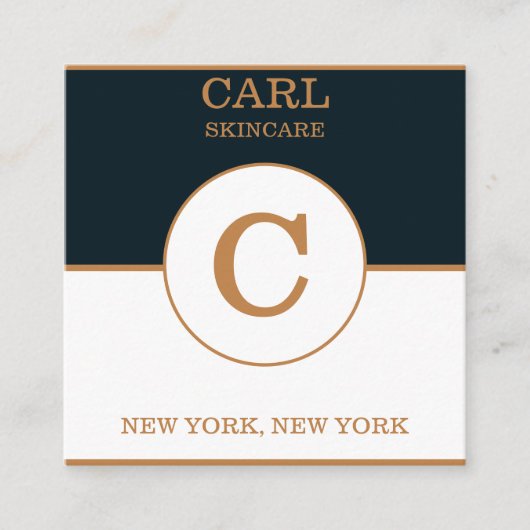 トレンディーブルーゴールディッシュ美しいサロンモノグラム スクエア名刺 (正面)