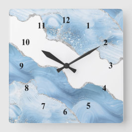 トレンディーブルーシルバーゲート スクエア壁時計