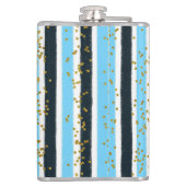 トレンディーブルーストライプ金ゴールドグリッターモノグラムグラム フラスク (裏面)