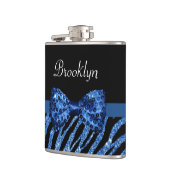 トレンディーブルーゼブラプリントグフェイクリッツ弓(名前あり) フラスク (左)