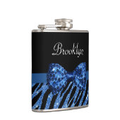 トレンディーブルーゼブラプリントグフェイクリッツ弓(名前あり) フラスク (右)