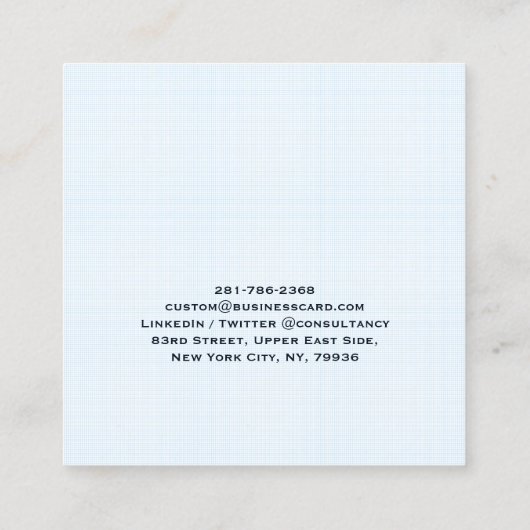 トレンディーブルーチェックモダンミニマルプロフェッショナル スクエア名刺 (裏面)
