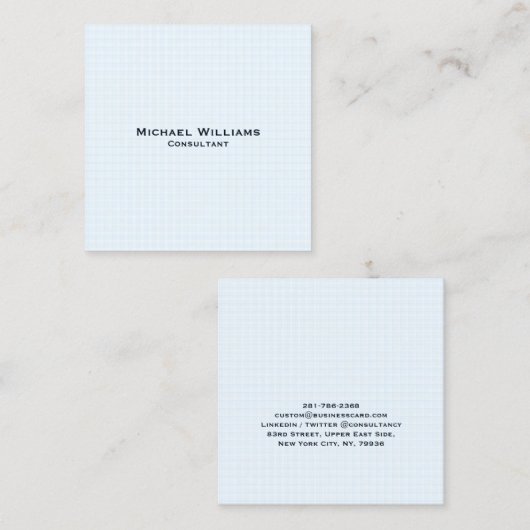 トレンディーブルーチェックモダンミニマルプロフェッショナル スクエア名刺 (正面/裏面)