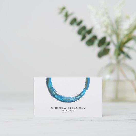 トレンディーブルーティール（緑がかった色）サークル名刺 名刺 (スタンド正面)