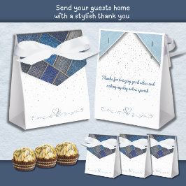 トレンディーブルーデニムバースデーパーティーの好意ボックス フェイバーボックス