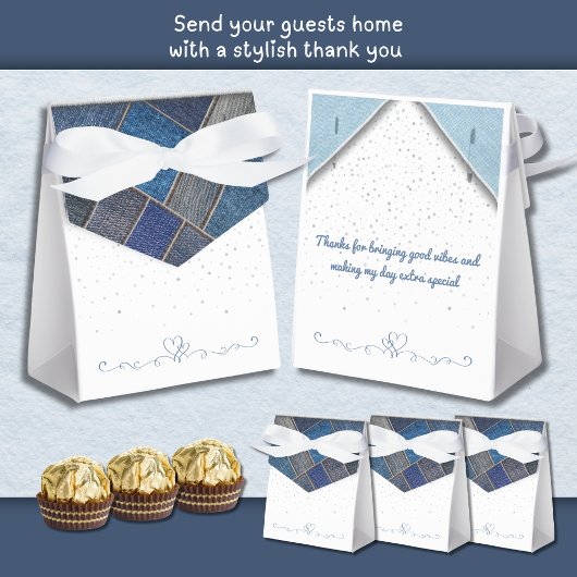 トレンディーブルーデニムバースデーパーティーの好意ボックス フェイバーボックス