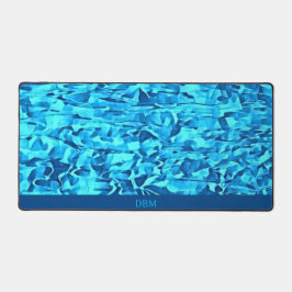 トレンディーブルーパターン水彩抽象芸術 デスクマット