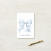 トレンディーブルーパーソナライズされたボウ名モノグラム ポストイット (デスク上)