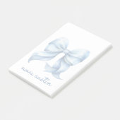 トレンディーブルーパーソナライズされたボウ名モノグラム ポストイット (アングル)