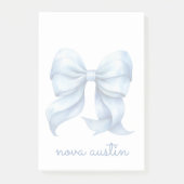 トレンディーブルーパーソナライズされたボウ名モノグラム ポストイット (正面)
