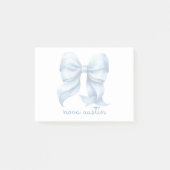 トレンディーブルーパーソナライズされたボウ名モノグラム ポストイット (正面)