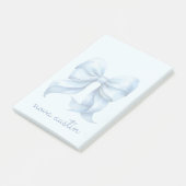 トレンディーブルーパーソナライズされたボウ名モノグラム ポストイット (アングル)