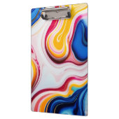 トレンディーブルーピンク黄色の白フェイク大理石 クリップボード (左)