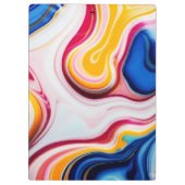 トレンディーブルーピンク黄色の白フェイク大理石 クリップボード (裏面)