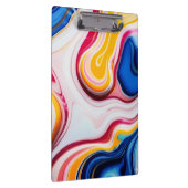 トレンディーブルーピンク黄色の白フェイク大理石 クリップボード (右)