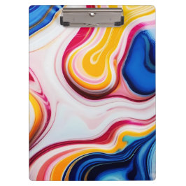 トレンディーブルーピンク黄色の白フェイク大理石 クリップボード
