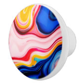 トレンディーブルーピンク黄色の白フェイク大理石 セラミックノブ (右)