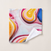 トレンディーブルーピンク黄色の白フェイク大理石 バスタオルセット (ウォッシュタオル)