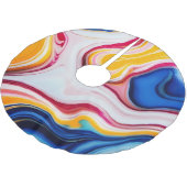 トレンディーブルーピンク黄色の白フェイク大理石 ブラッシュドポリエステルツリースカート (アングル)