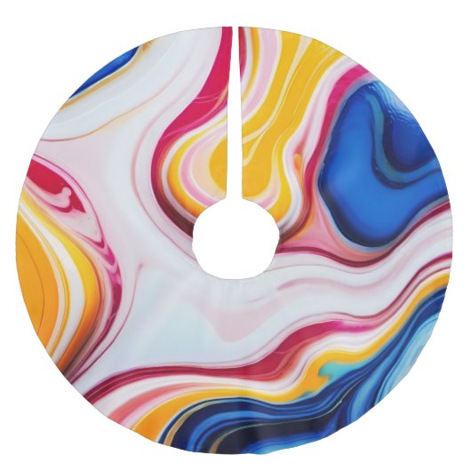 トレンディーブルーピンク黄色の白フェイク大理石 ブラッシュドポリエステルツリースカート (正面)