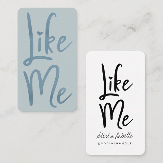 トレンディーブルーフォイルブラシスクリプト私のようなソーシャルメディア 名刺 (正面/裏面)