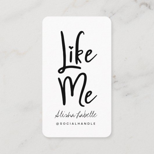 トレンディーブルーフォイルブラシスクリプト私のようなソーシャルメディア 名刺 (裏面)