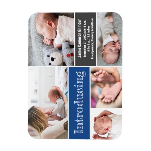 トレンディーブルーフォト紹介男の赤ちゃん  マグネット (縦)