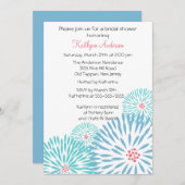 トレンディーブルーフラワーブライダルシャワー招待 招待状 (正面/裏面)