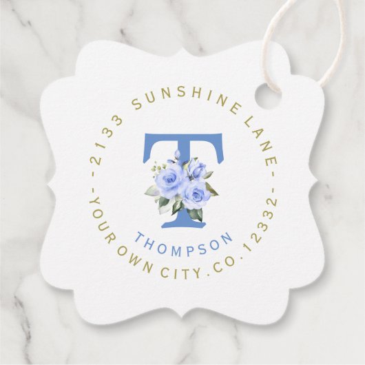 トレンディーブルーフローラ円形住所 シール フェイバータグ (裏面)