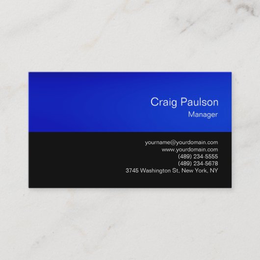 トレンディーブルーブラックシックモダン名刺 名刺 (正面)