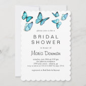 トレンディーブルーブラック風通しの水彩ブライダルシャワーイン 招待状 (正面)