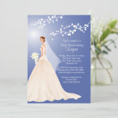 トレンディーブルーブルネットブライドブライダルシャワー招待状 招待状 (スタンド正面)