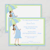 トレンディーブルーベビーシャワー招待状 招待状 (正面/裏面)