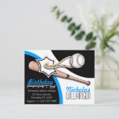 トレンディーブルーベースボール誕生日招待状 招待状 (スタンド正面)