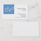 トレンディーブルーホワイトモダンモノグラム名刺 名刺 (正面/裏面)