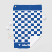トレンディーブルーホワ市松模様にイトパターン&スターカスタムズ ゴルフタオル (インサイチュ)
