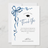 トレンディーブルーボウコケットPHOTO卒業 サンキューカード (正面)