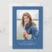 トレンディーブルーボウリボン写真卒業パーティー 招待状 (裏面)