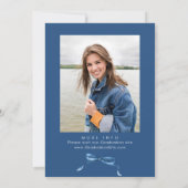 トレンディーブルーボウリボン写真卒業パーティー 招待状 (裏面)