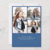 トレンディーブルーボウリボン3写真卒業パーティー 招待状 (裏面)