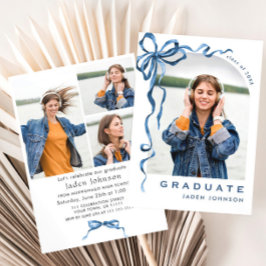 トレンディーブルーボウリボン4 PHOTO卒業パーティー 招待状
