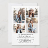 トレンディーブルーボウリボン5写真卒業パーティー 招待状 (裏面)