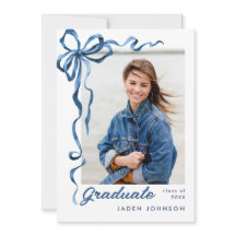 トレンディーブルーボウリボン5写真卒業パーティー