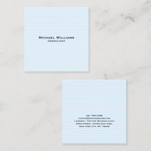 トレンディーブルーラインモダンミニマルプロフェッショナル スクエア名刺 (正面/裏面)