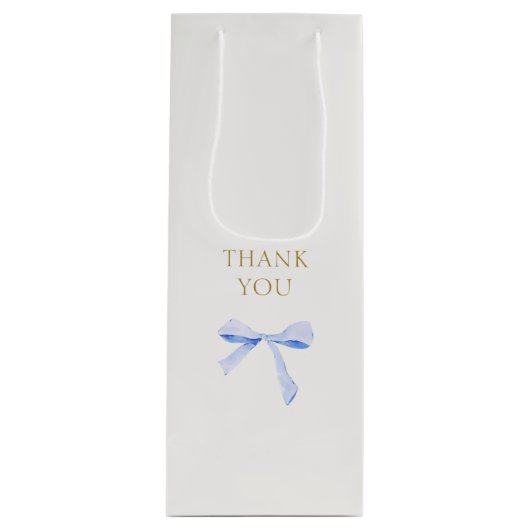 トレンディーブルーリボンボウ結婚ズサンキュー ワインギフトバッグ (正面)